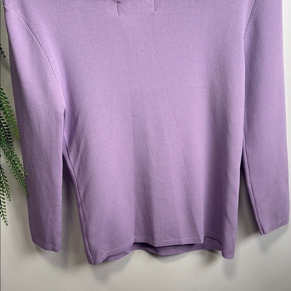 Purple Crew Neck Sweater with Floral Embellishments - Picture 8 of 8